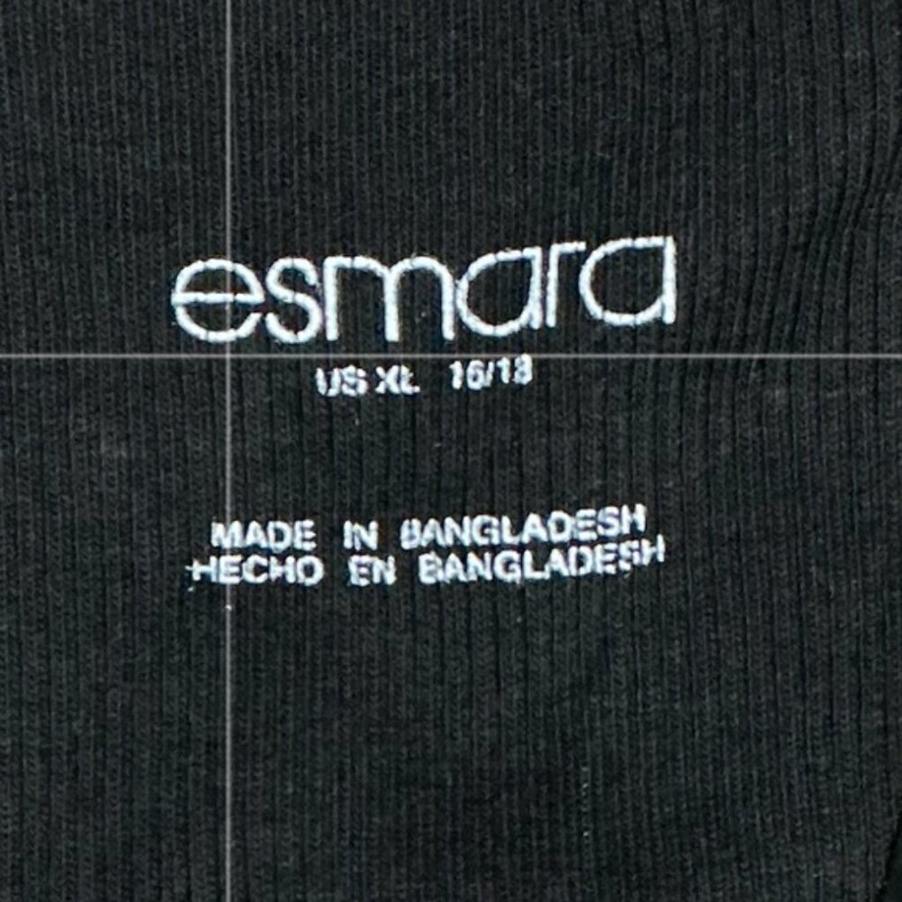 Esmara Long Sleeve Henley Ribbed Top Round Neck Tee Button Detail Black XL 16/18 - Picture 9 of 16